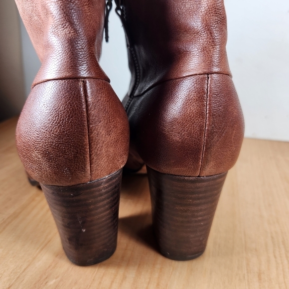 Cole Haan Nike Air Collab Boots Women's 9 Brown Leather Stacked Heel Side Zipper - Picture 5 of 14